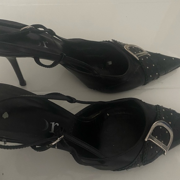 VINTAGE CHRISTIAN DIOR POINTY BLACK HEELS 39/2 - Picture 3 of 6
